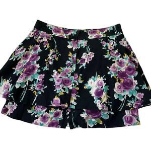 Monteau Blue Cotton Floral Skirt Women's Size Large | 26-4